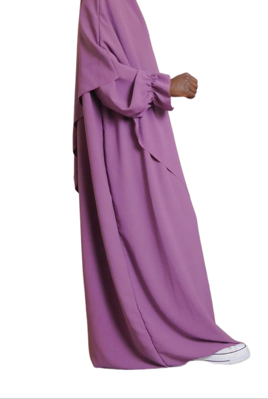 Abaya &  Khimar Set aus Jazz - mit Rüschenärmeln