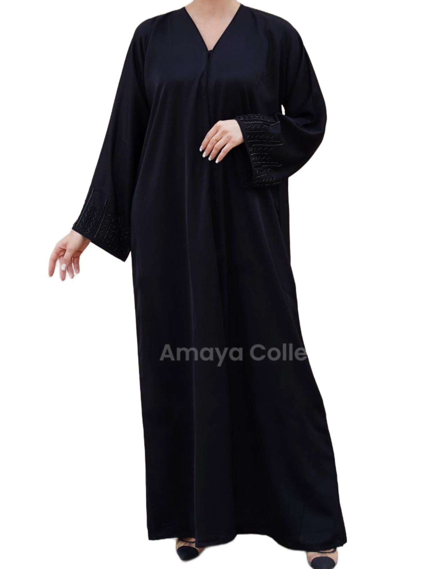 Open Dubai Abaya - mit Strass an Ärmeln
