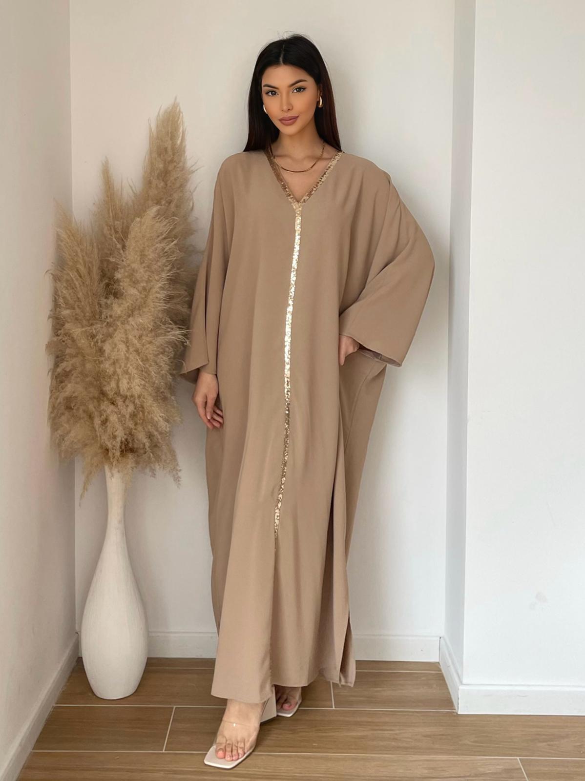 Elegantes Kaftan Kleid mit Glanzdetail